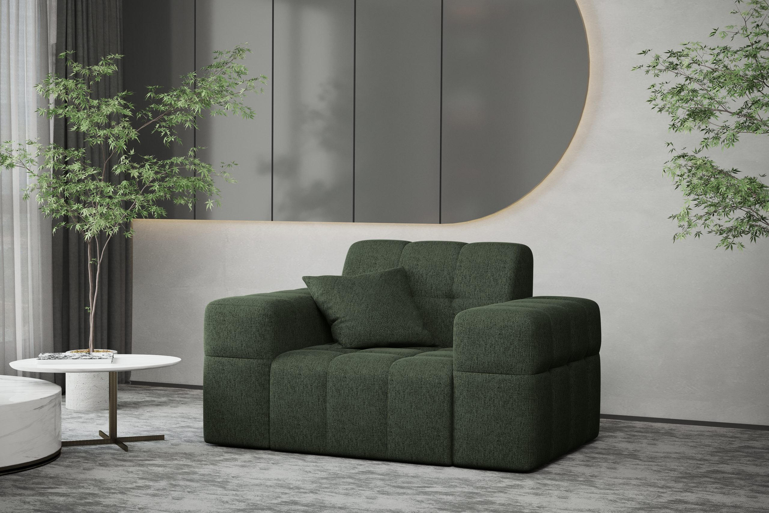 SESSEL Serie NIMES Stoff Verita Dunkelgrün - Grün, Holz (120/82/92cm) - Kaiser Möbel