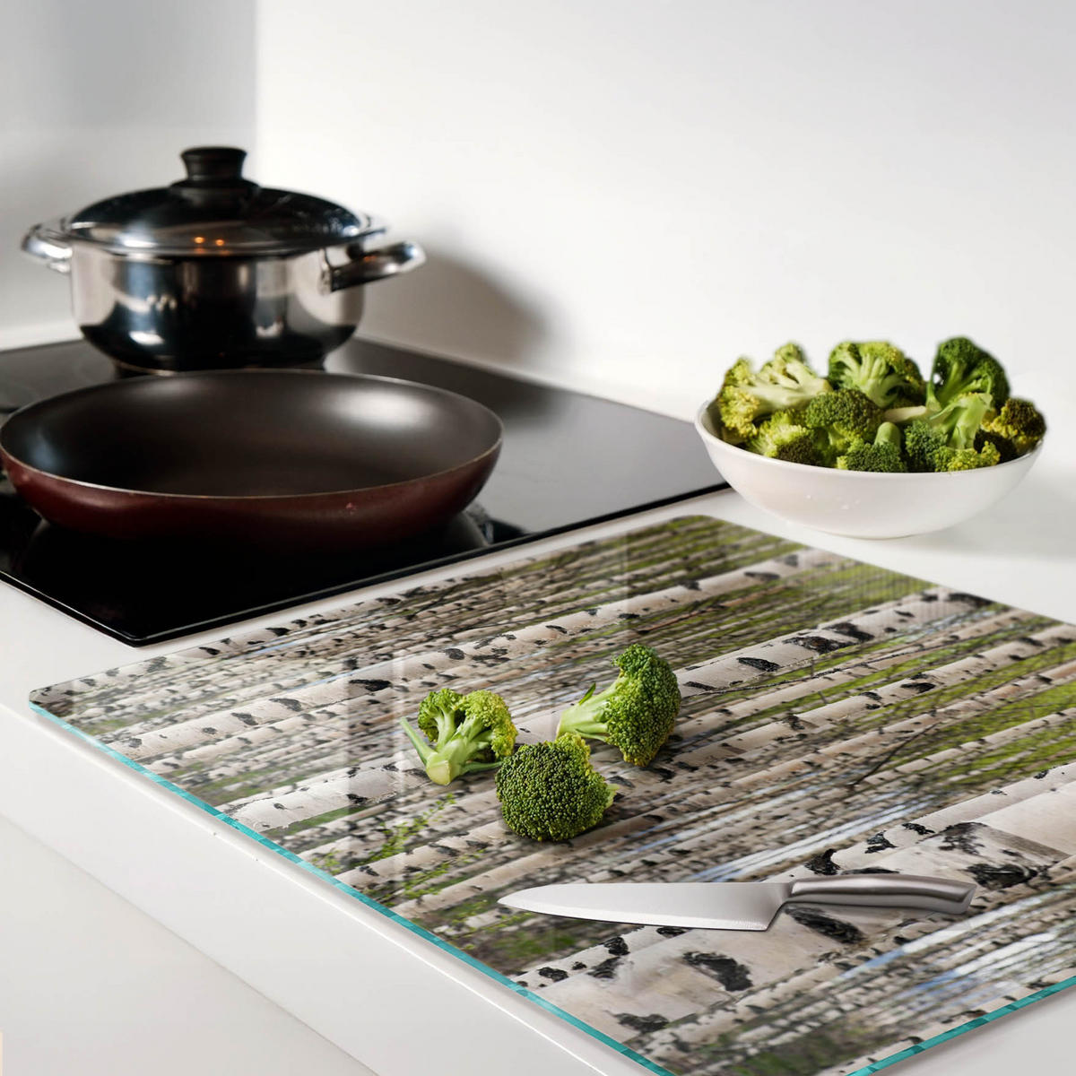 GLASPLATTE 60x52 cm Birkenwald - Weiß, Glas (60/0.4/52cm) - TULUP