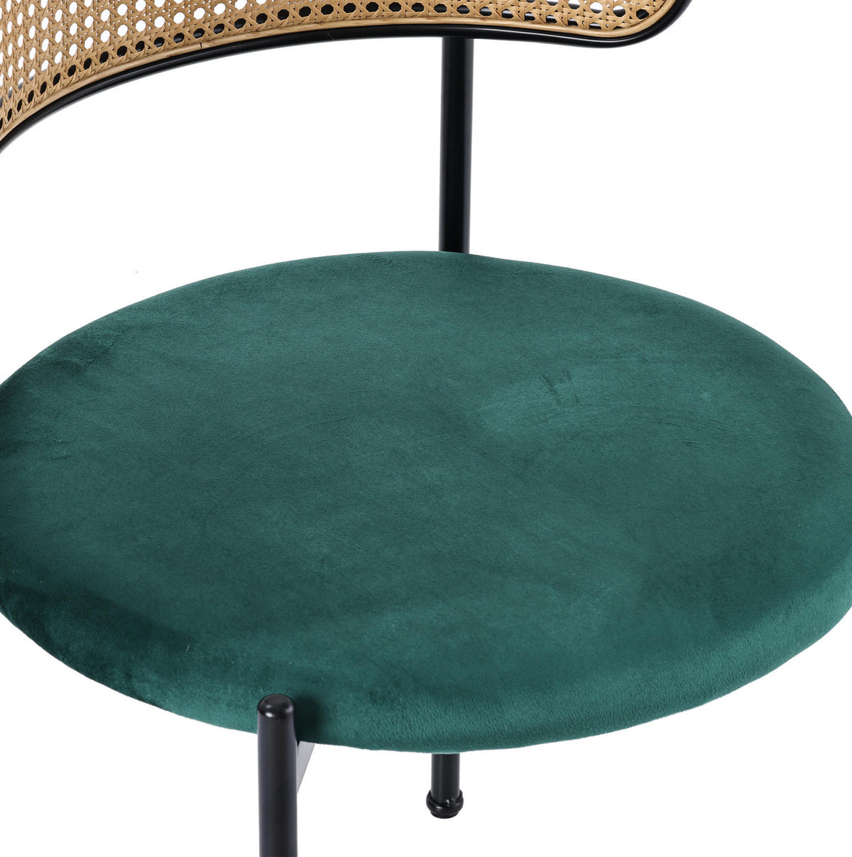 ESSZIMMERSTUHL 4er-Set mit Rattan-Rückenlehne Samt Green - Grün, Metall (40/75/45.2cm) - Meubliv
