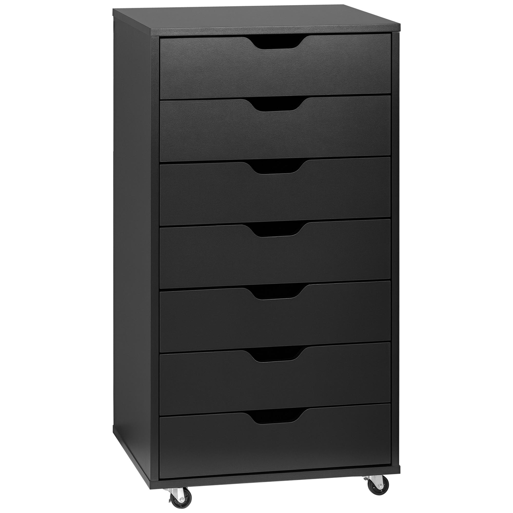 ROLLCONTAINER DE-14439 7 Schubladen für A4/Letter - Schwarz, Holzwerkstoff (39.5/90/47.5cm) - ComfortXL