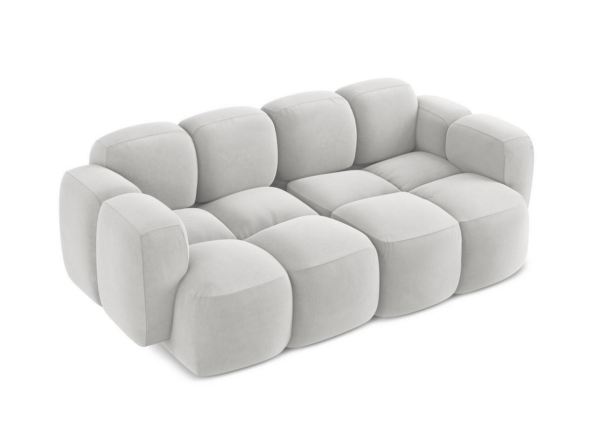 2-SITZER SOFA Samt Stoff Grau - Silberfarben/Schwarz, Holzwerkstoff/Kunststoff (210/72/115cm) - Makamii