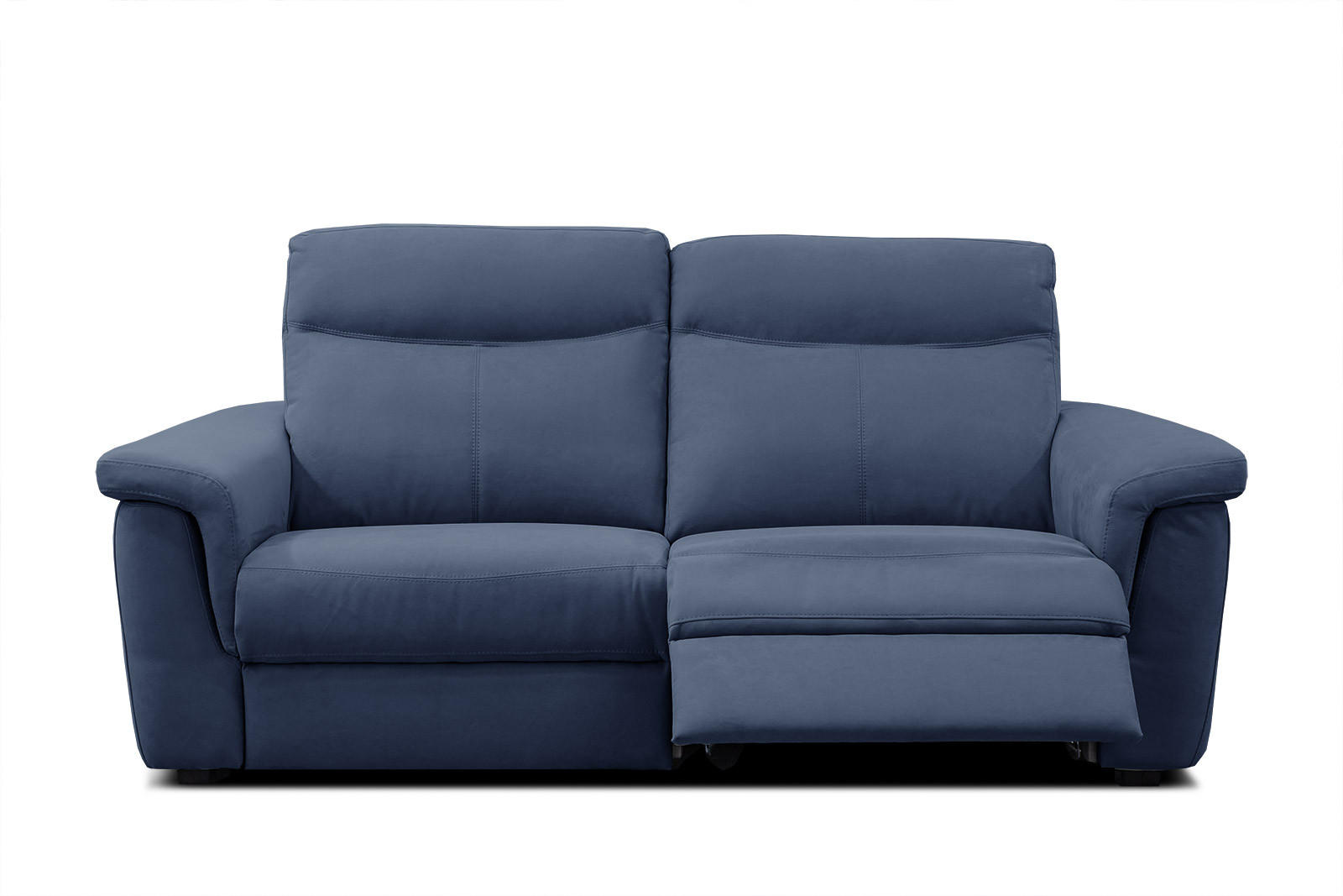 SOFA JONES 2-Sitzer mit 2 Relaxfunktionen, dunkelblau - Schwarz/Dunkelblau, Holz/Kunststoff (166/102/99cm) - Courtois Laville