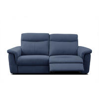 SOFA JONES 2-Sitzer mit 2 Relaxfunktionen, dunkelblau - Schwarz/Dunkelblau, Holz/Kunststoff (166/102/99cm) - Courtois Laville