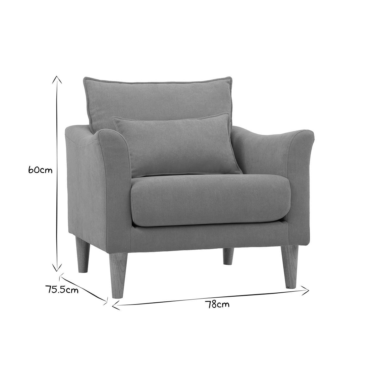 SESSEL Stoff Grau Eiche KATE - Gelb, Textil (77.5/76.5/77cm) - Miliboo