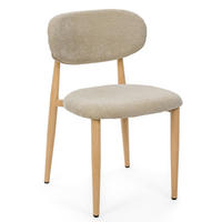 STUHL ALMO gepolstert Beine in Holzoptik - hellbeige - Chenille - Sandfarben/Eichefarben, Textil/Metall (47/77/54cm) - NEW HOME