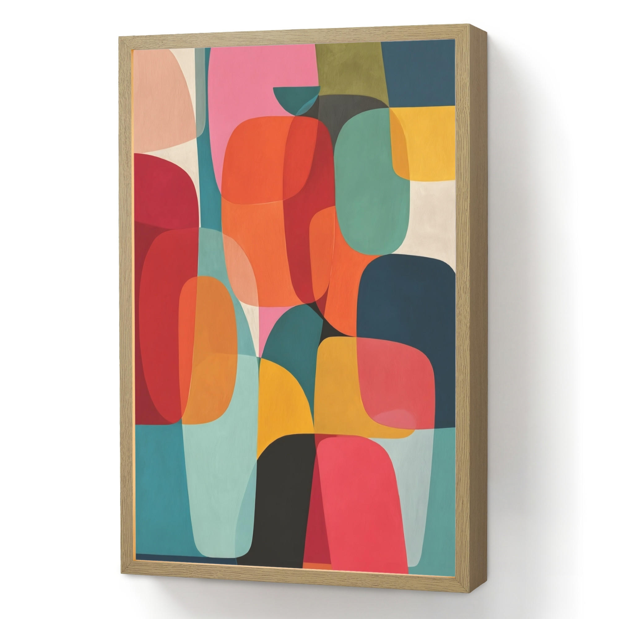 NÁSTĚNNÁ LAMPA S AKUMULÁTOREM Tvary - barevné - abstraktní - letadla 40x60 cm - různobarevná, kompozitní dřevo (40/60/8cm) - OnlyWow