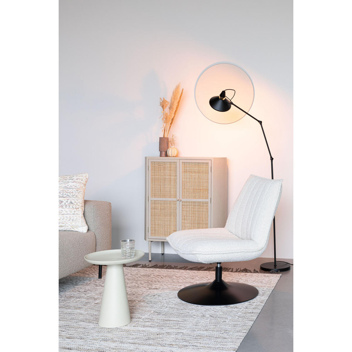 SESSEL Jax Bouclé Weiß - Creme/Weiß, Textil (68/85/79cm) - Housecraft Living