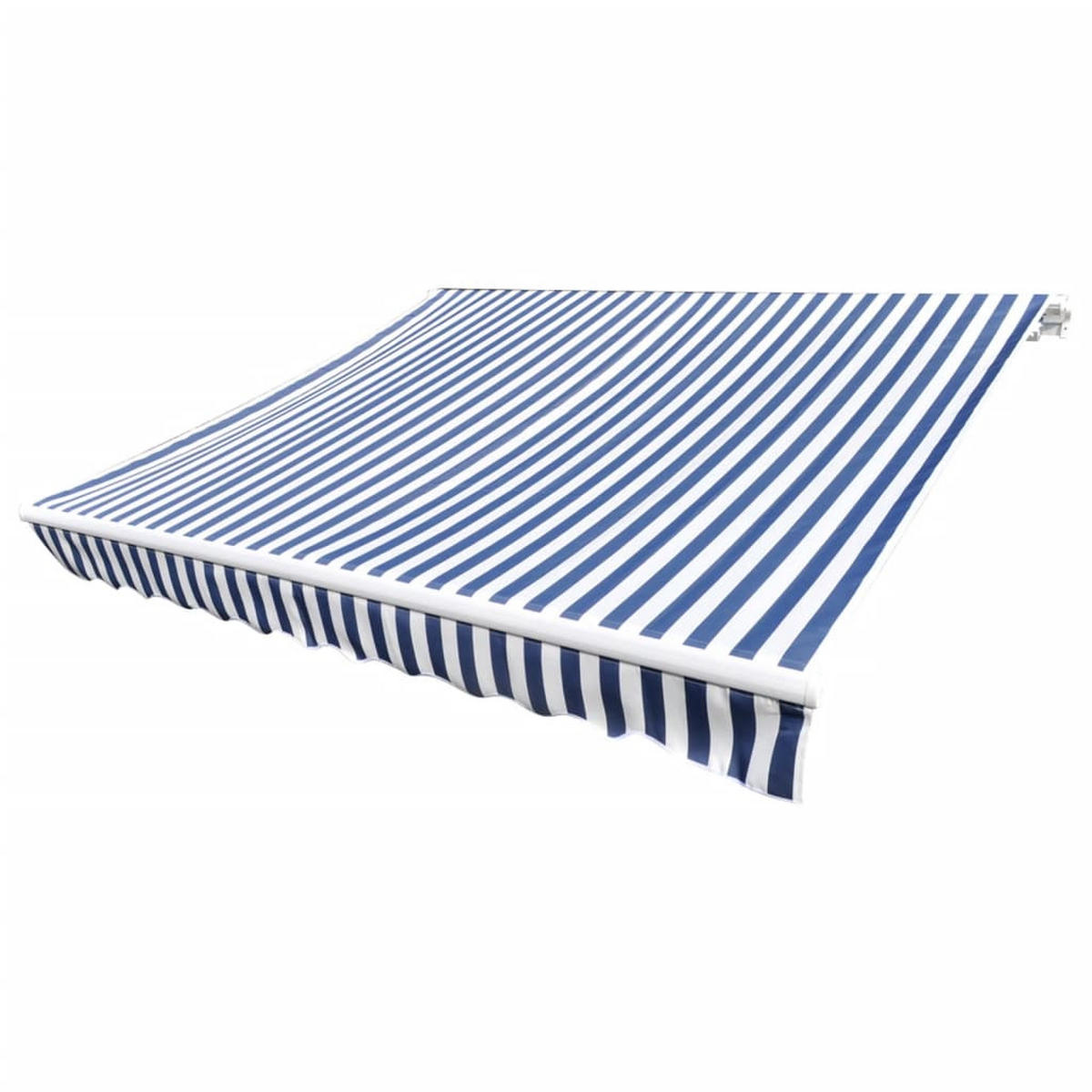 MARKISENSTOFF mit Volant| Blau-Weiß, für 400x300cm Rahmen| Markisenbespannung Markisentuch - Blau, Textil (380/0.3/295cm) - DELUKE