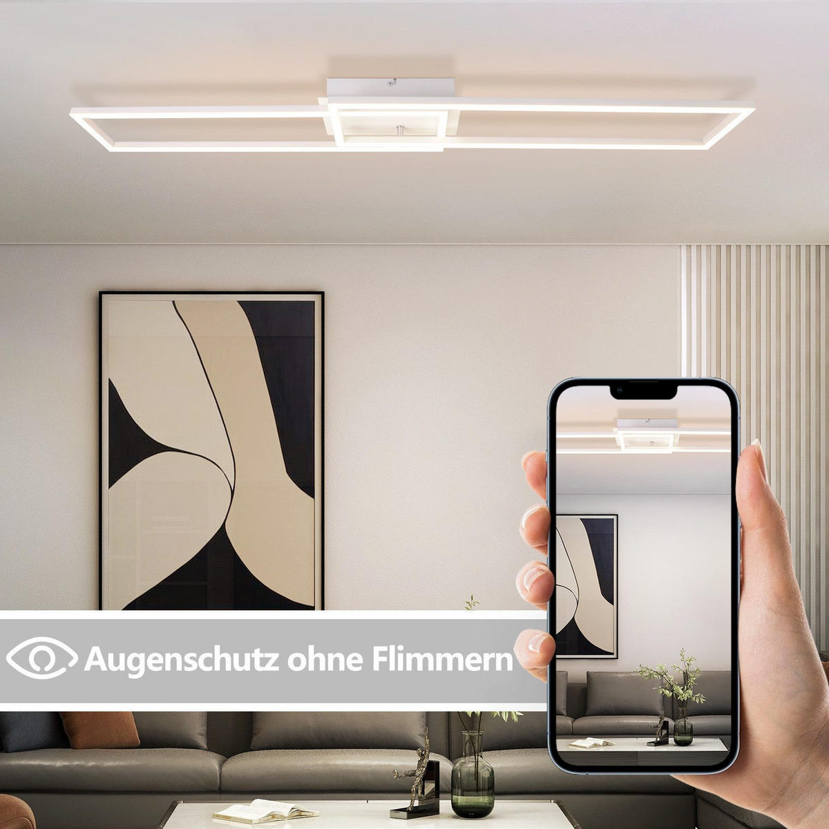 LED-DECKENLEUCHTE Lundquist 18.5/102.5/7.3cm - Weiß, Metall (102.5/18.5/7.3cm) - Nettlife