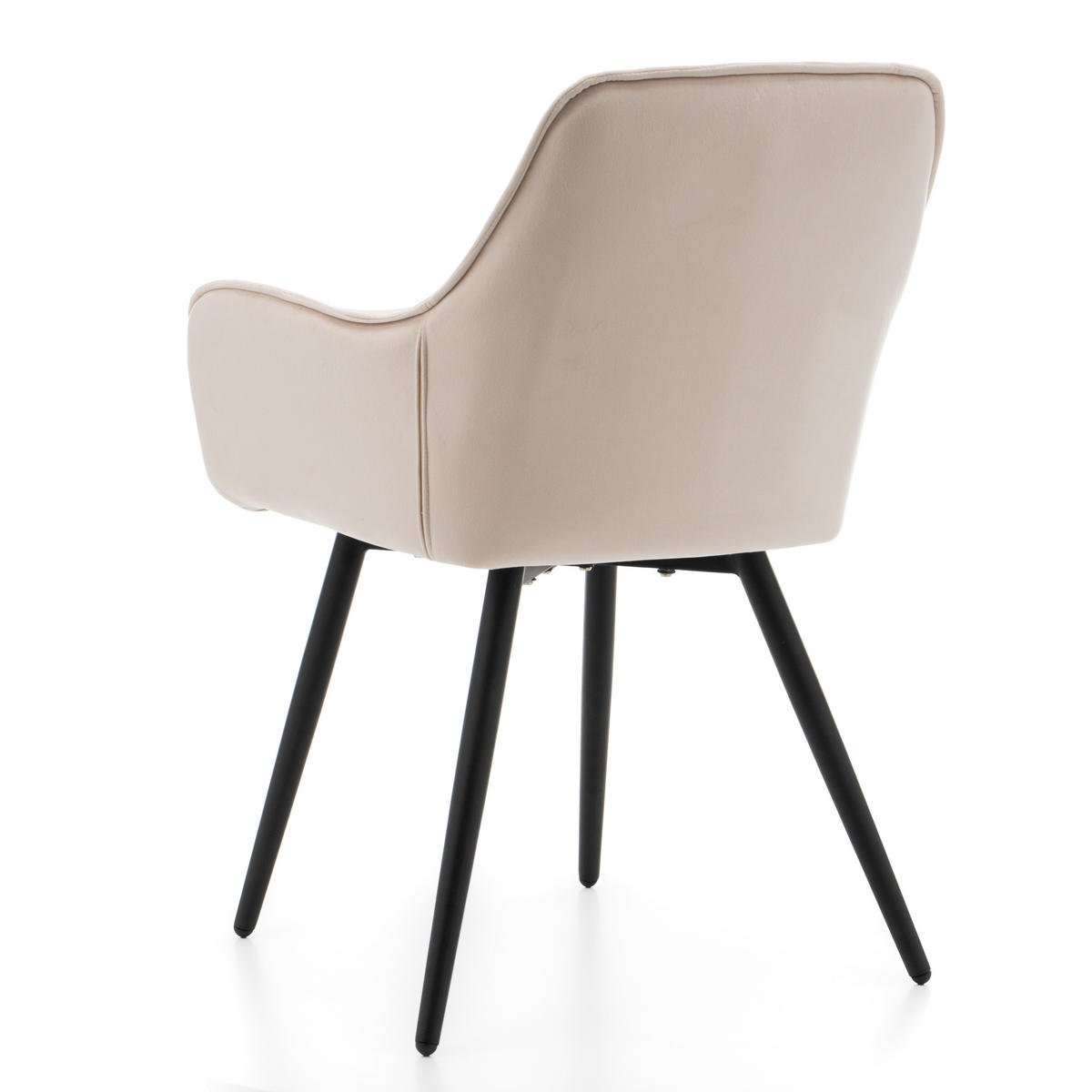 STUHL SIENA gepolstert mit Steppung - beige schwarze Beine - Samt Velours - Ecru/Beige, Textil/Metall (58/87/61cm) - NEW HOME