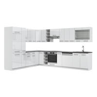 ECKKÜCHE Fame-Line Weiß Hochglanz/Weiß 347 x 257 cm ohne AP - Weiß Hochglanz/Weiß, Holzwerkstoff (347/81.6/46cm) - Vicco