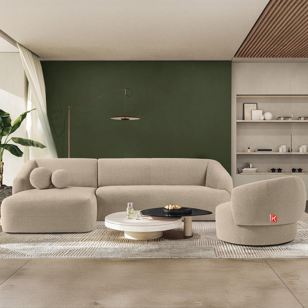 Thumbnail - Konsimo® Ecksofa, Hellbraun, Textil, L-Form, 300x160 cm, Wohnzimmer, Sofas & Couches, Wohnlandschaften, Ecksofas