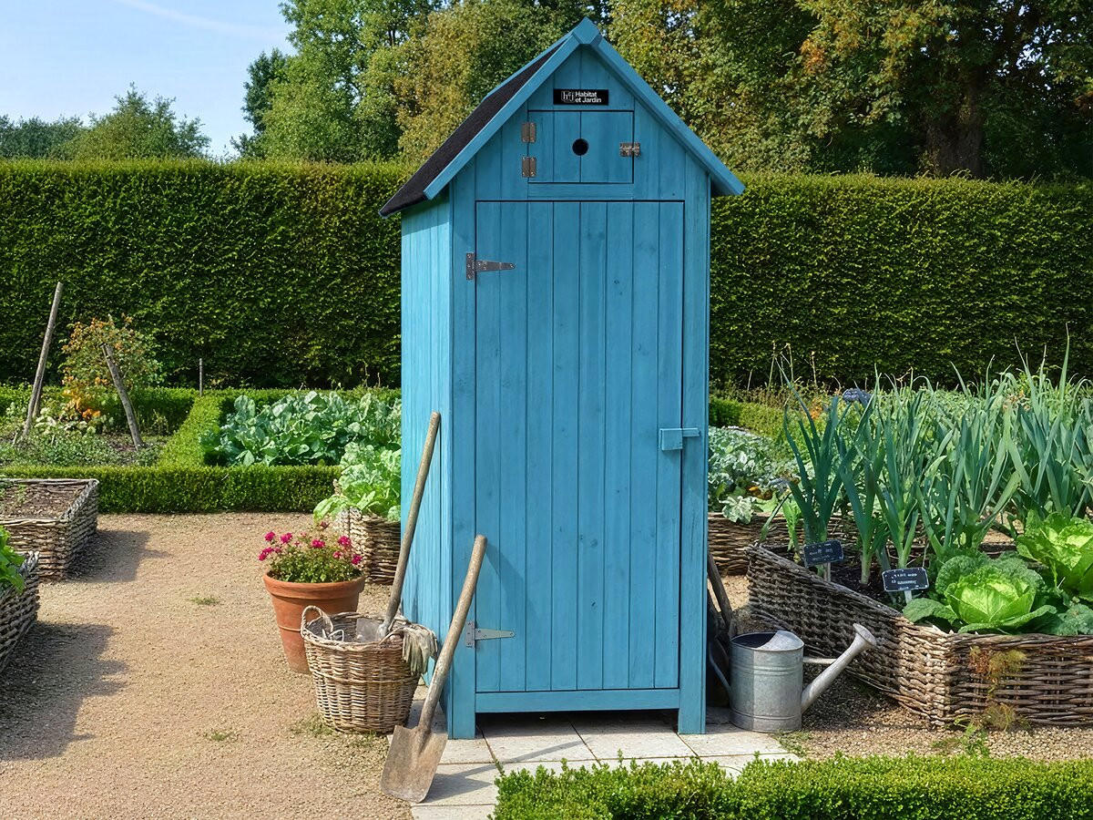 GARTENSCHRANK - GARTENTRUHE cabanon Blau - Blau, Holz (54/179/77cm) - Habitat Garten