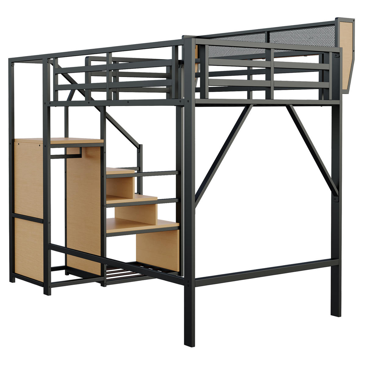 HOCHBETT 140/200 cm aus Metall mit flexiblem Ablagefach Schwarz - Schwarz, Metall (140/200cm) - Modenvie