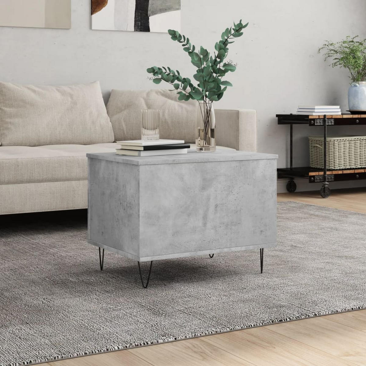 COUCHTISCH Betongrau 60x44,5x45 cm Holzwerkstoff - Grau, Holzwerkstoff (60/44.5/45cm) - furnicato