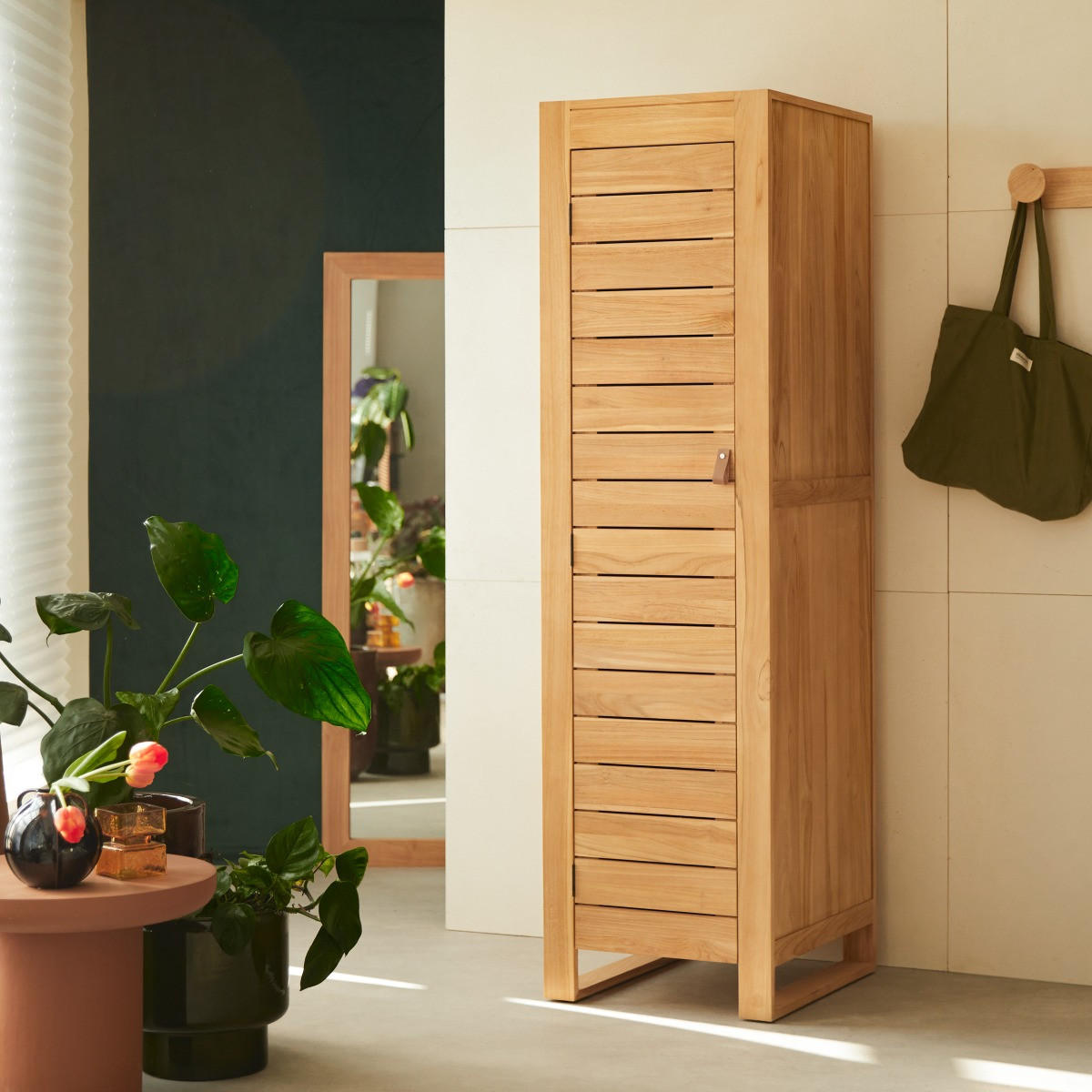 SCHRANK Minimalys Natur aus Teak - Naturfarben, Holz (50/180/55cm) - Tikamoon