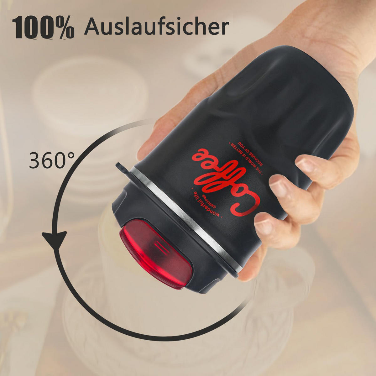 THERMOBECHER Schwarz 0.36L - Schwarz, Kunststoff (0.36L) - Kaket