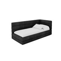 EINZELLBETT Jugendbett mit Bettkasten, Links - BEMY 90x200 Schwarz - Schwarz, Holzwerkstoff/Textil (90/200cm) - ALTDECOR