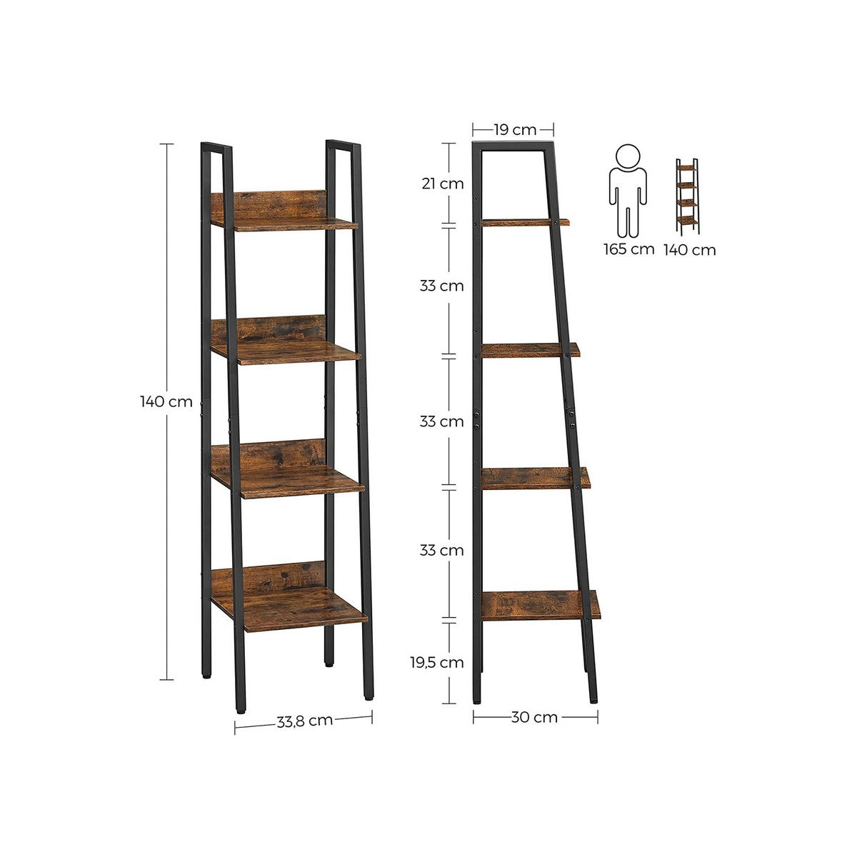 BÜCHERREGAL LEITERREGAL - Braun, Holzwerkstoff (30/140/33.8cm) - Hansiro