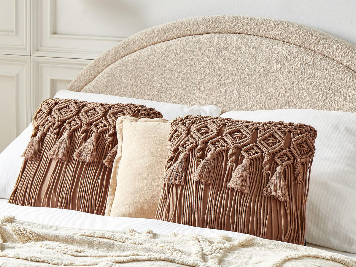 DEKOKISSEN 2er-Set Braun 45/45 cm Bamian - Braun, Textil (45/45cm) - Beliani