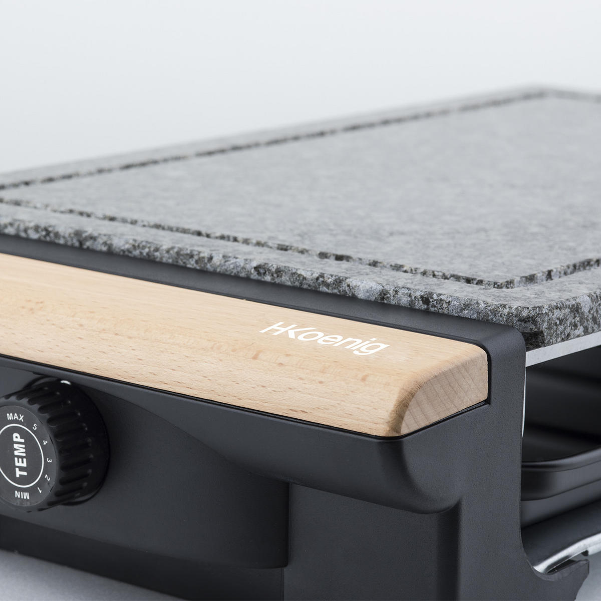 TISCHGRILL RP320, Grau, Barbecue, Marmor-Grillplatte, Holzgriffe - Grau, Stein (48.5/9.5/23cm) - HKoenig