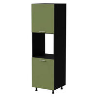 BACKOFENUMBAUSCHRANK Brerra D14/RU/2D RAL 6025 farngrün Matt / Schwarz Matt 60 / 59 / 207cm - Schwarz/Grün, Holz/Holzwerkstoff (60/207/59cm) - Feldmann-Wohnen