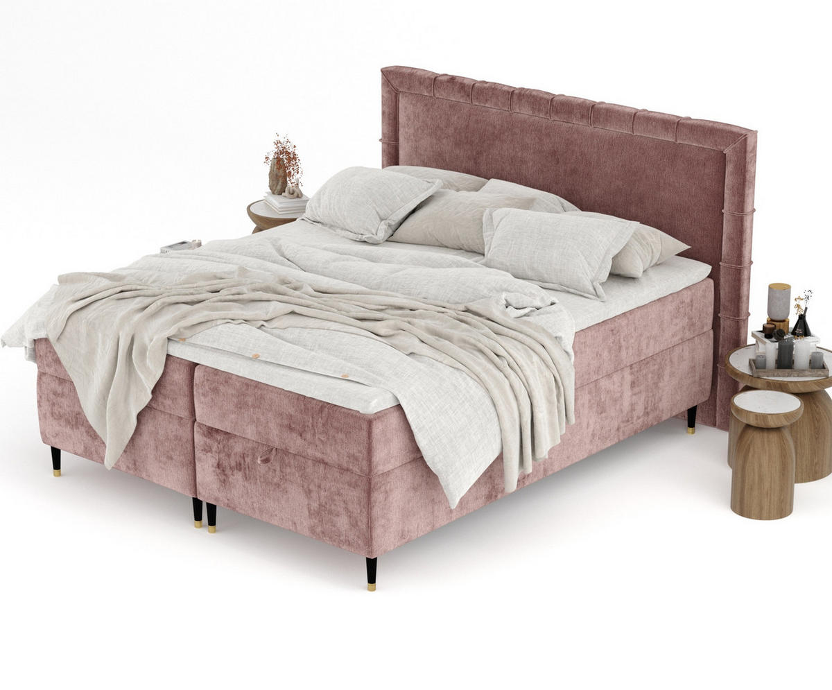 BOXBETT Monpelli Rosa 180/200 cm mit Matratze und Topper - Pink/Schwarz, Holz/Holzwerkstoff (180/200cm) - Maison de Reve
