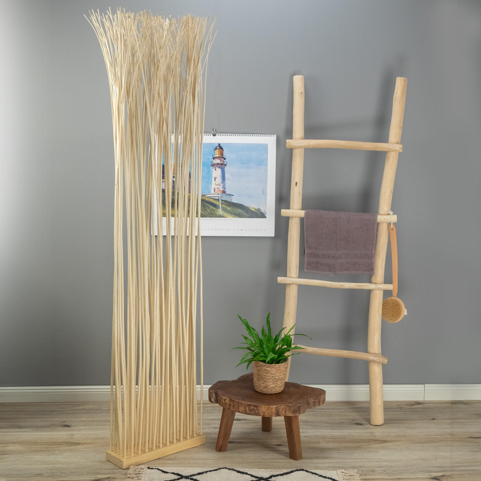 RAUMTEILER Slim 170x40 cm, Weidenholz-Zweige geblichen - Beige, Naturmaterialien (40/170/12cm) - DESIGN DELIGHTS