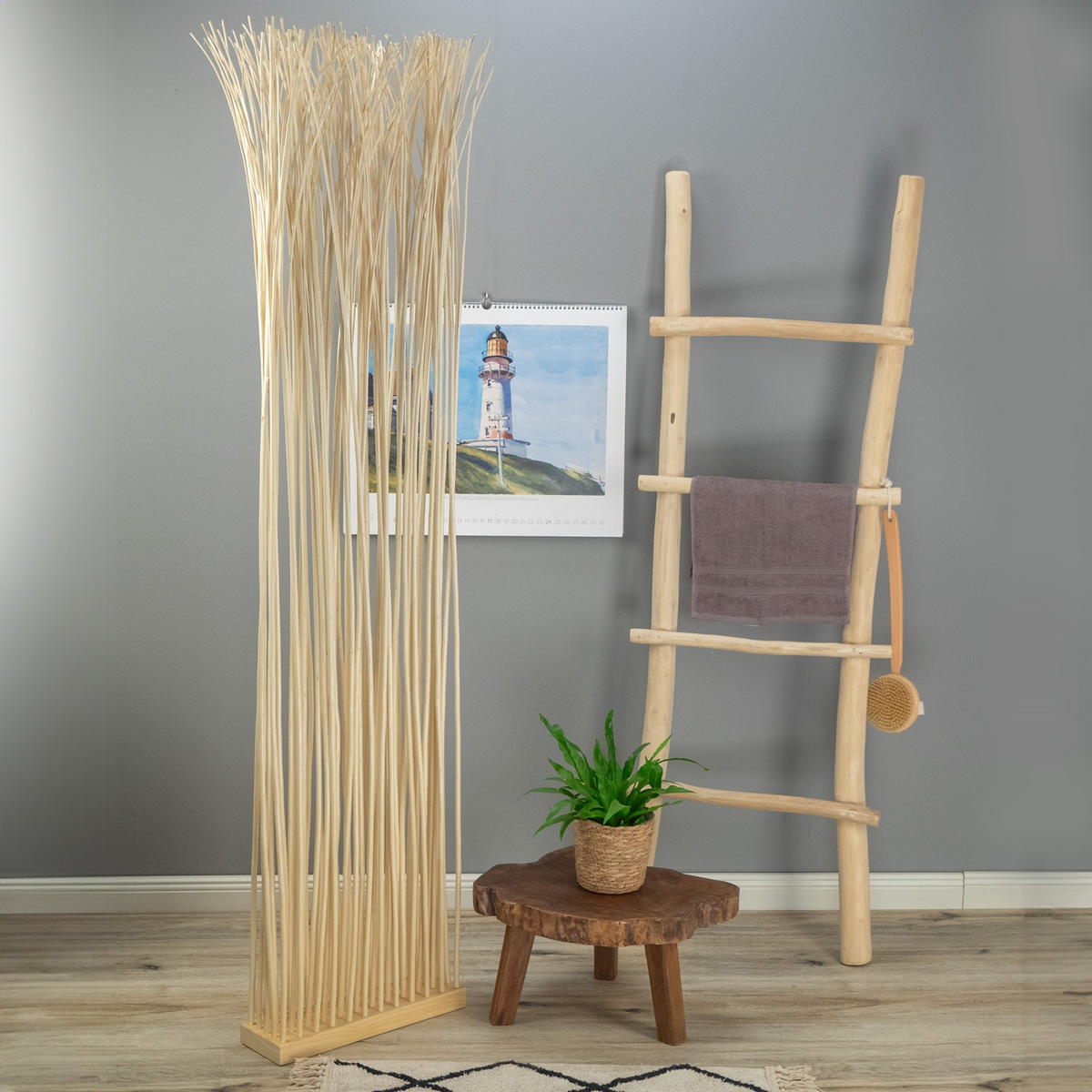 RAUMTEILER Slim 170x40 cm, Weidenholz-Zweige geblichen - Beige, Naturmaterialien (40/170/12cm) - DESIGN DELIGHTS