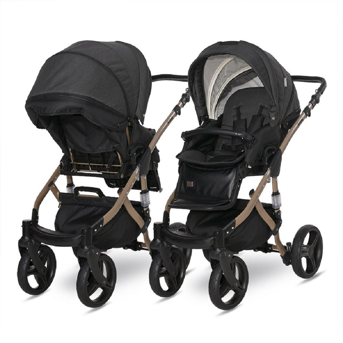 KOMBIKINDERWAGEN Rimini Premium black Sportsitz Tragewanne Moskitonetz verstellbar - Schwarz, Metall (112/60/117cm) - Lorelli