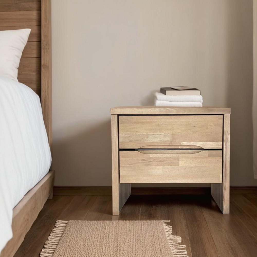 NACHTTISCH mit 2 Schubladen/ Nachttisch 35x45x40cm - Massivholz Buche geölt - Naturfarben, Holz (45/40/35cm) - Weber Industries