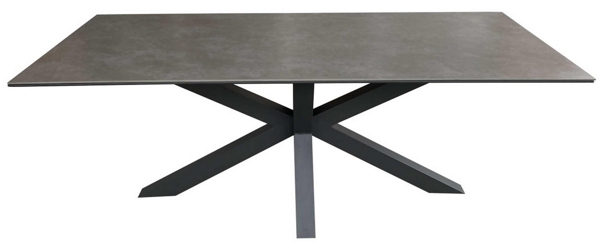 GARTENMÖBELSET Diningsessel Cadiz mit Tisch Almeria 200 x 90 cm - Grau, Metall - Mr. Deko