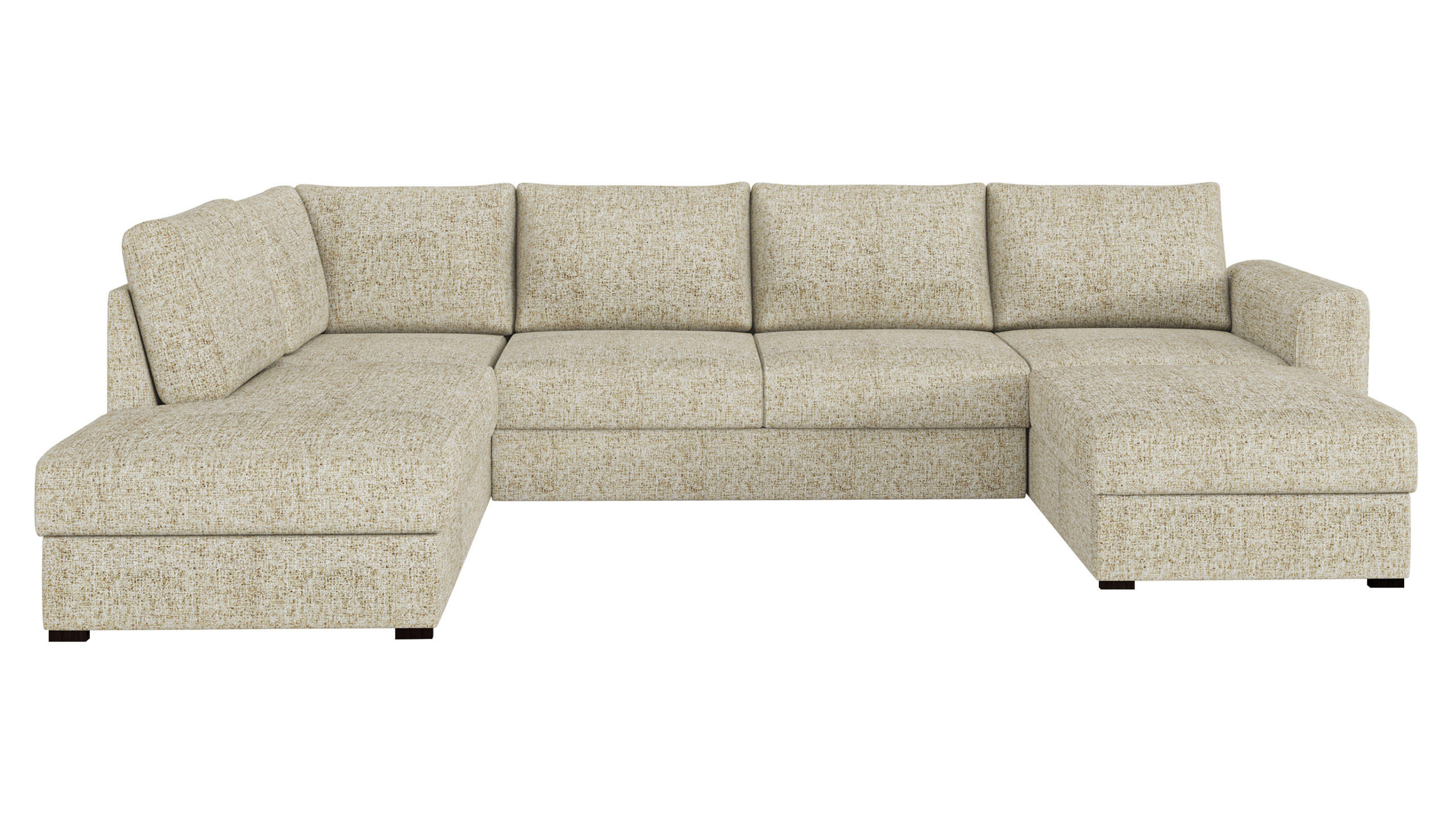 WOHNLANDSCHAFT Wilma Premium, Seite: Links - Sandfarben/Schwarz, Holz/Textil (305/85/188cm) - MIRJAN24