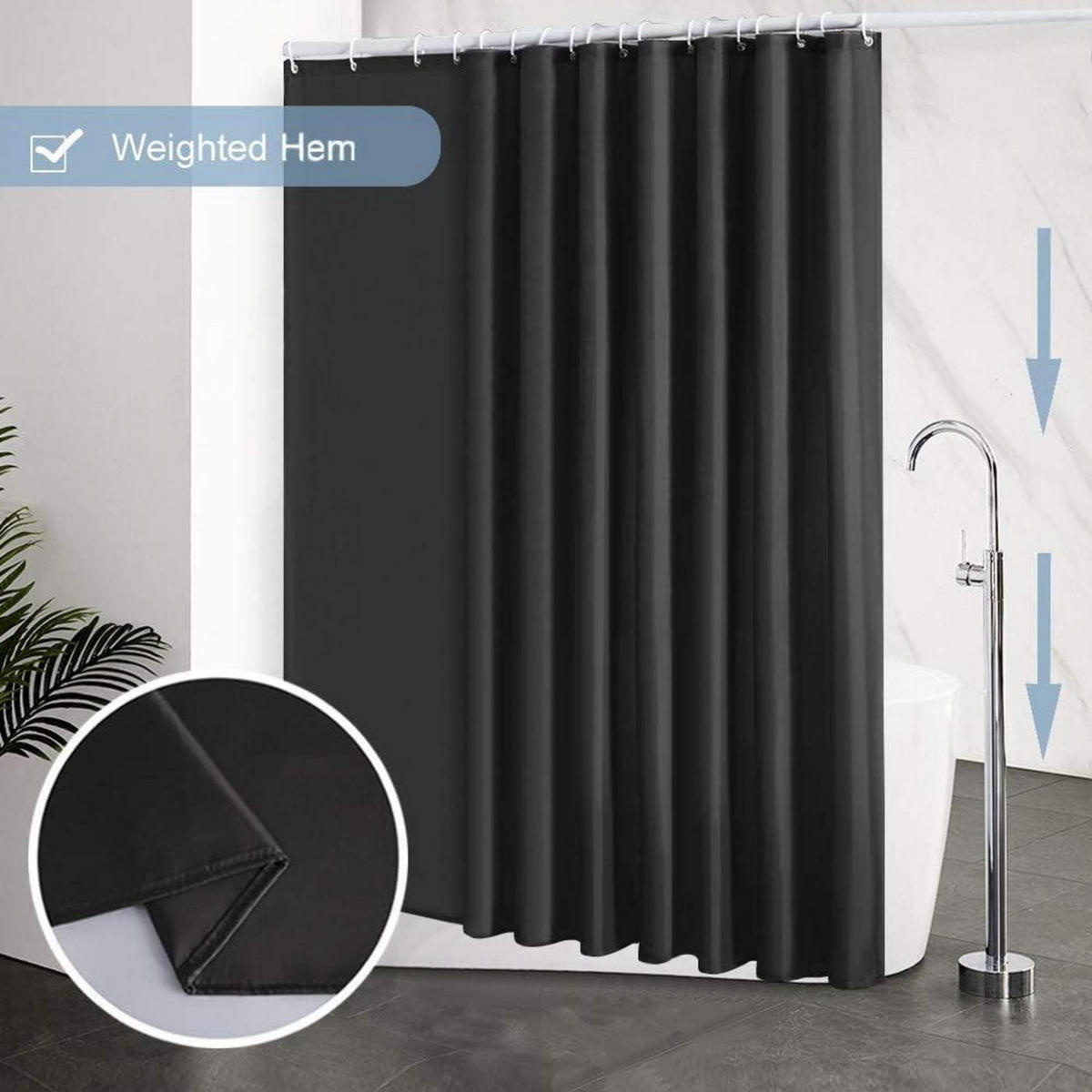 DUSCHVORHANG Schwarz 275 x 180 cm - Schwarz, Textil (275/180cm)