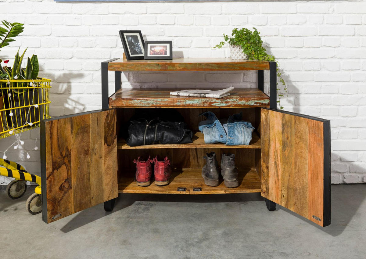 KOMMODE Altholz 100x43x90 mehrfarbig lackiert INDUSTRIAL #41 - Multicolor, Holz (100/90/43cm) - Massivmoebel24