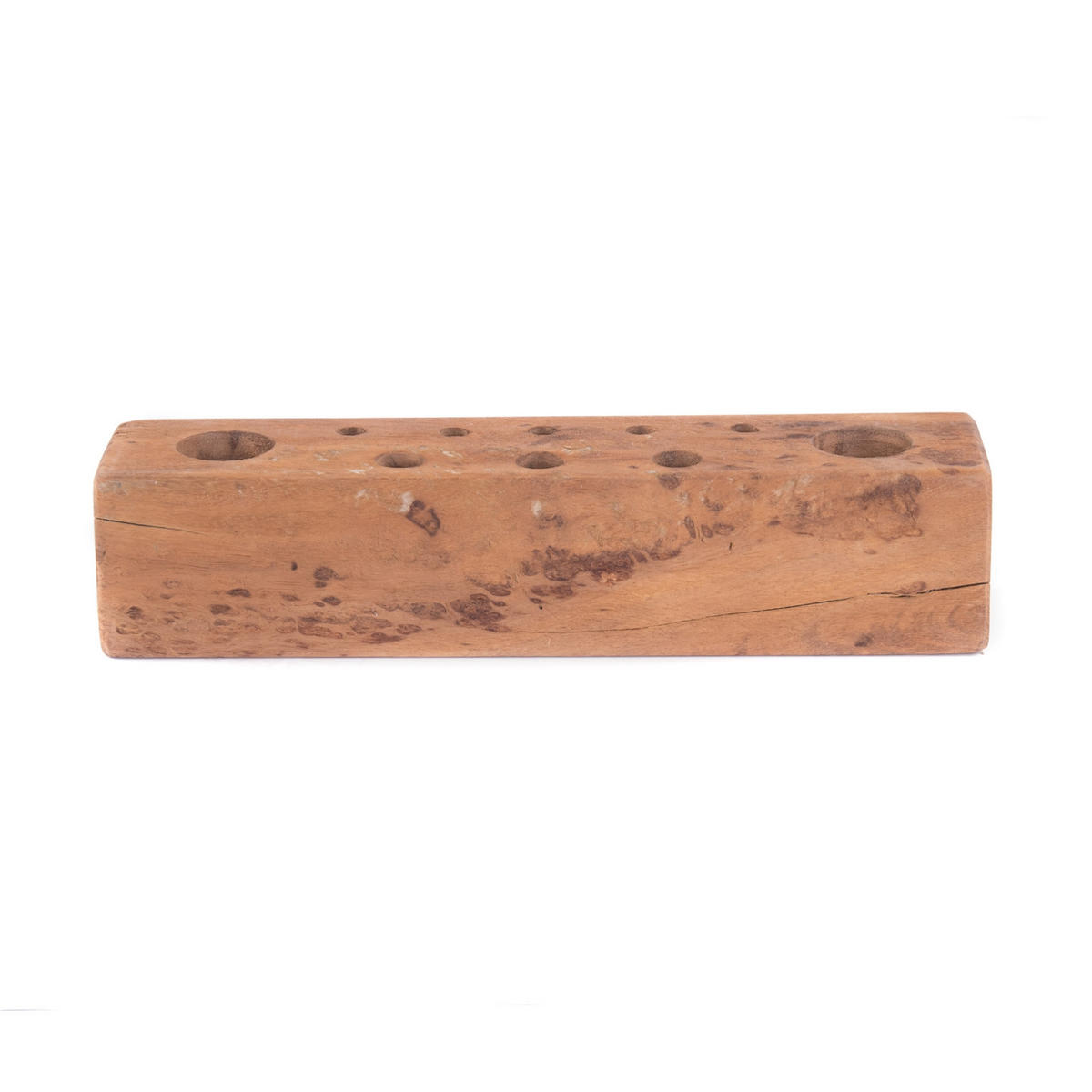 SCHREIBTISCH-ORGANIZER Station II Massivholz, 10 runde Fächer naturfarben - Naturfarben, Holz (8/36/8cm) - DESIGN DELIGHTS