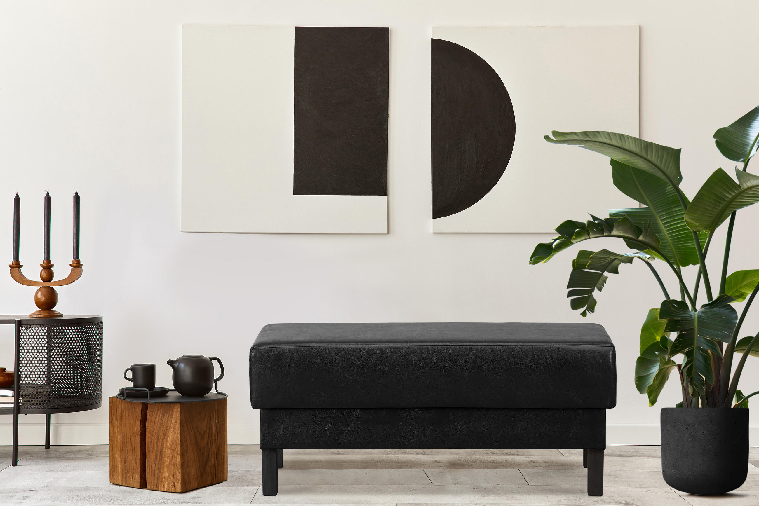 Thumbnail - Konsimo® Sitzhocker, Schwarz, Textil, 106x47x56 cm, Wohnzimmer, Hocker, Sitzhocker