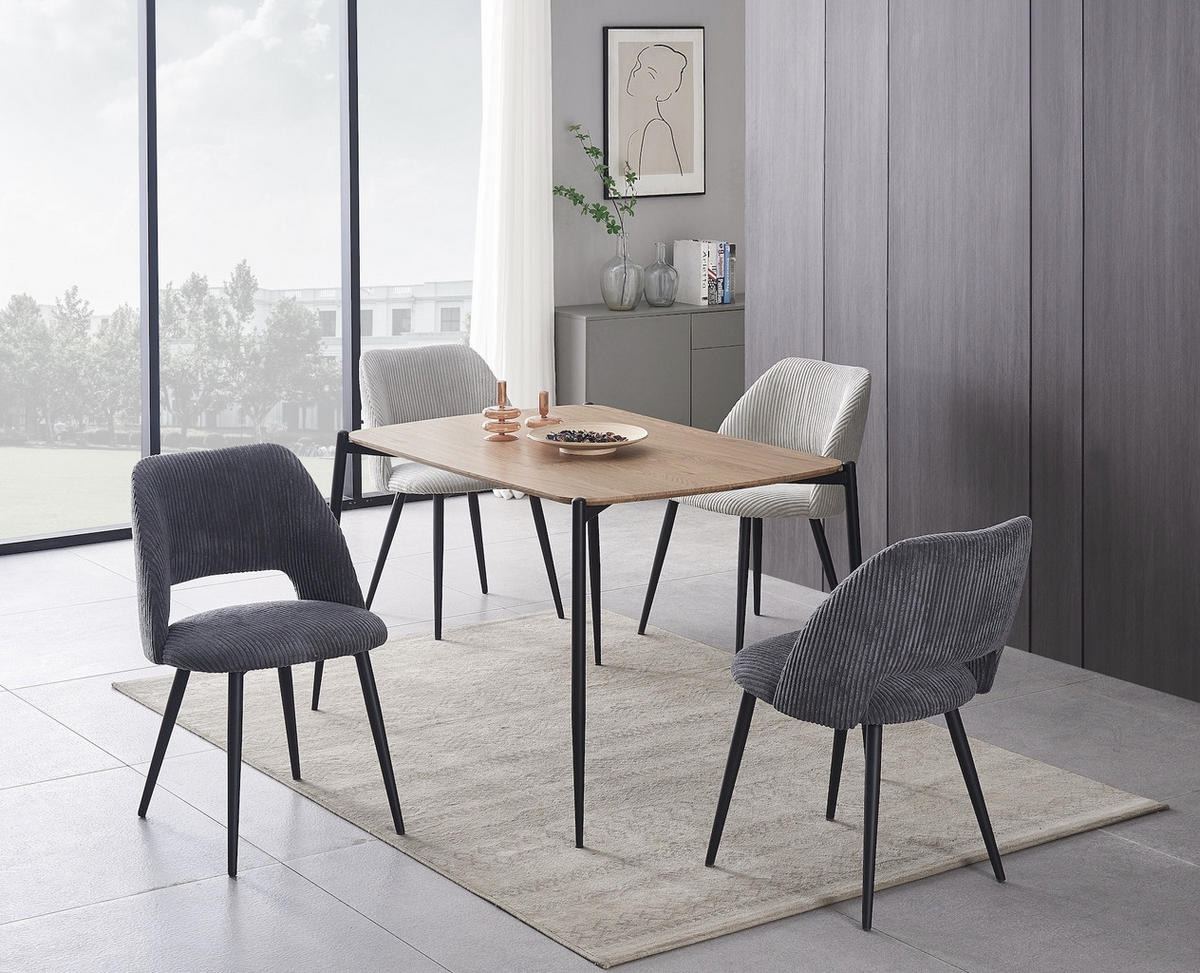 STUHL VICKY Anthrazit 2 Stück - Anthrazit, Textil/Metall (53/80/57cm) - B&D Home