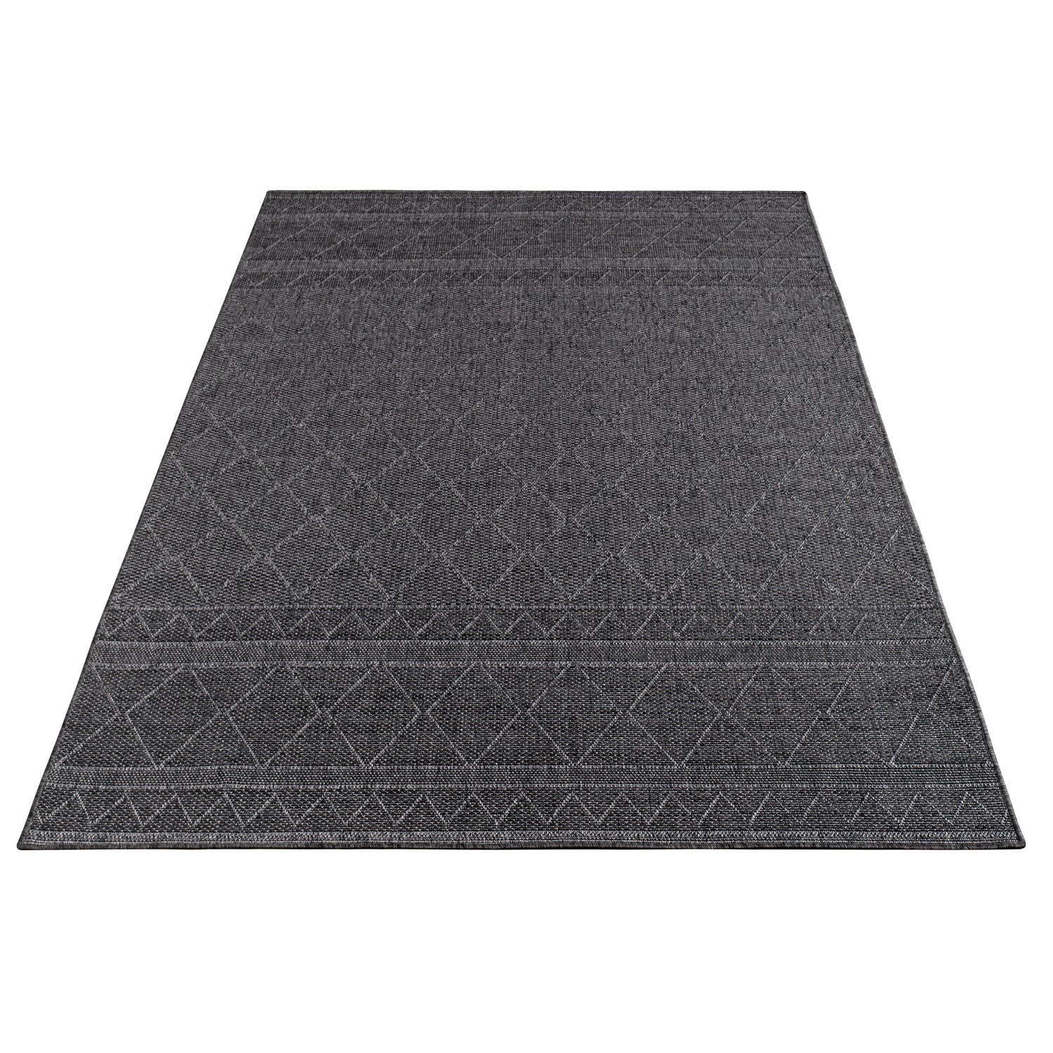 FLACHWEBTEPPICH, mit Rautenmuster, aus Polypropylen, Anthrazit, 300 x 400 cm - Anthrazit, Textil (300/400cm) - KADIMA DESIGN