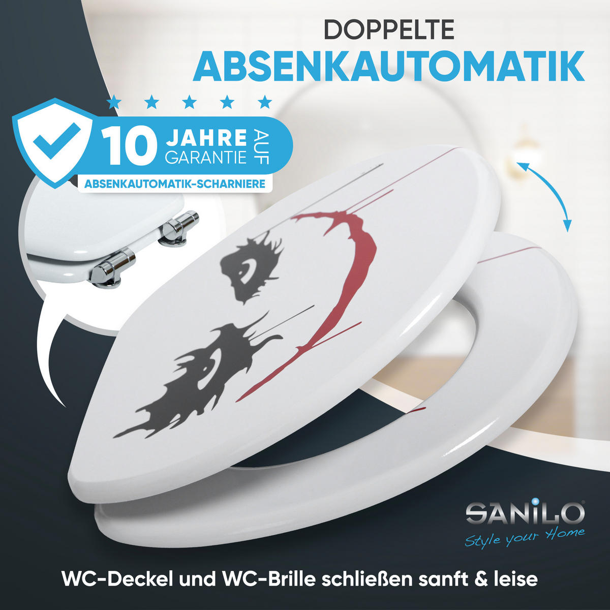 WC-SITZ mit Absenkautomatik Joker - Rot, Holzwerkstoff (38/6/47cm) - Sanilo