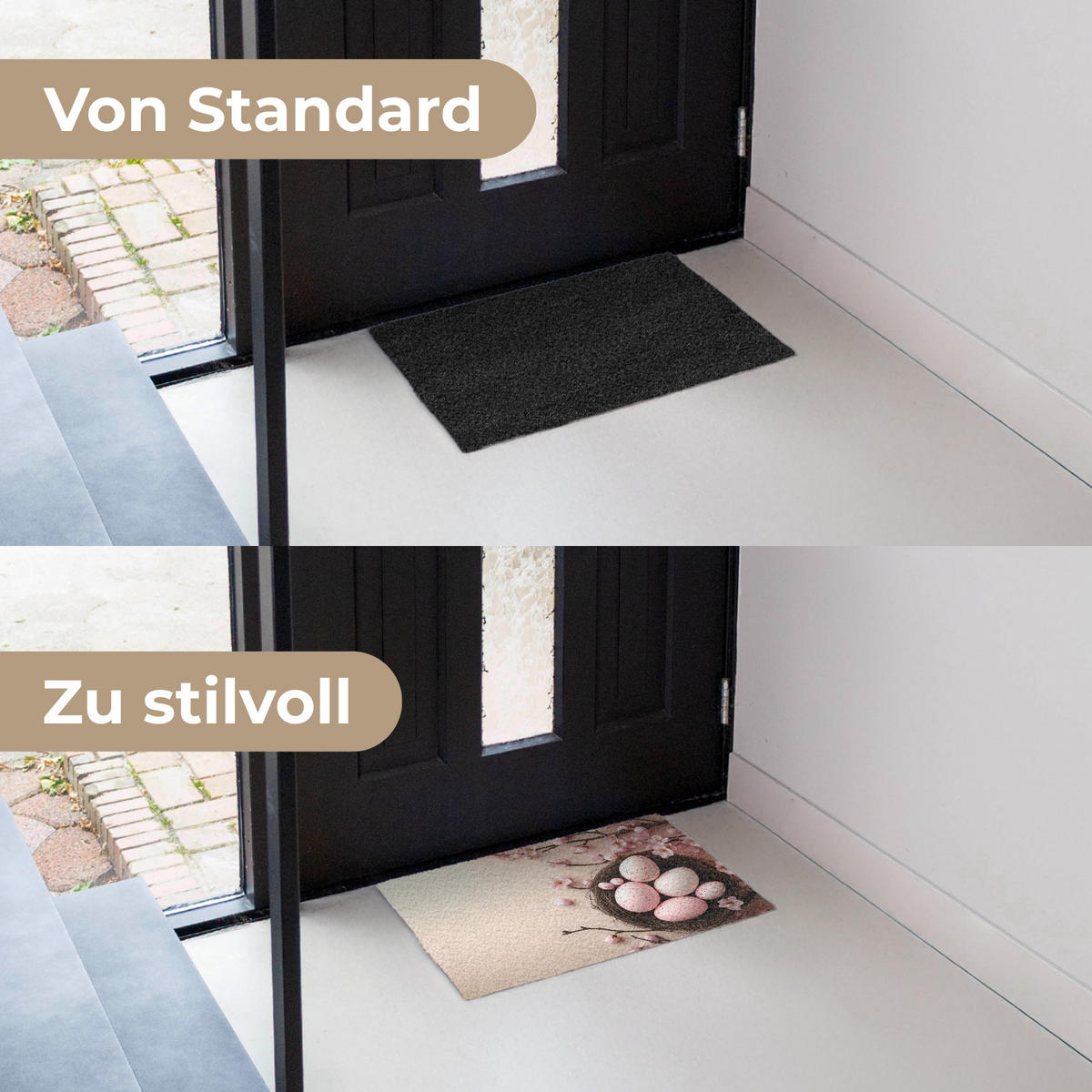 FUSSMATTE Rosa - Blüten - Eier 60x40 cm - Hellrosa, Kunststoff (40/60cm) - MuchoWow