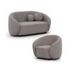 SITZGARNITUR 2+1 Roundi Grau Bouclé - Schwarz/Grau, Holz/Kunststoff (150/76/80cm) - S-Style Möbel