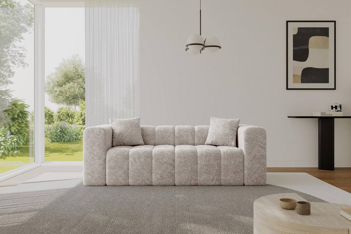POHOVKA 2-MÍSTNÁ DONY-2 232x90x71 cm Světle šedá Žinylka - černá/světle šedá, kompozitní dřevo/textil (232/71/90cm) - ALTDECOR