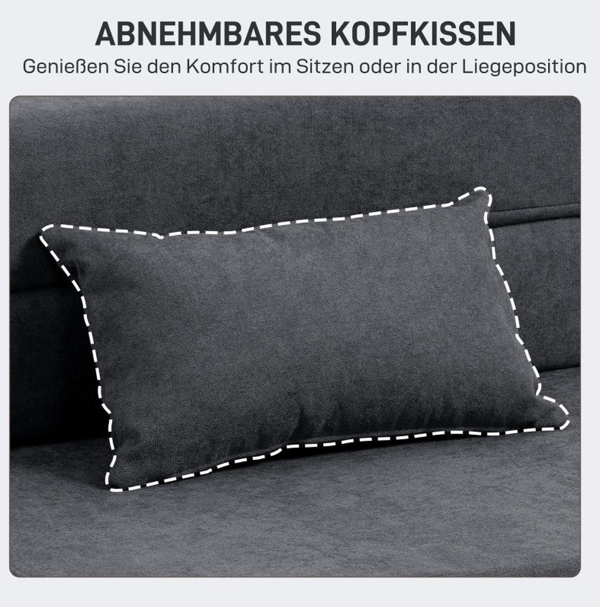 KLAPPBARER Schlafsessel in Dunkelgrau 80x210x15 cm mit Schlaffunktion und Kissen - Dunkelgrau, Kunststoff (210/15/80cm) - IVMEU