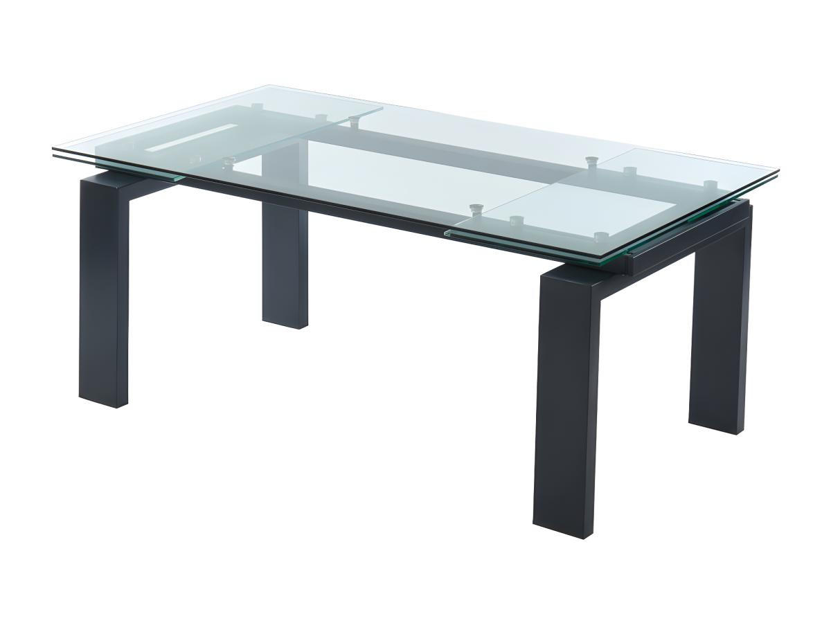 ESSTISCH ausziehbar - Glas & Metall - Schwarz - LUBANA - Transparent, Glas (270/100/76cm) - Vente-Unique