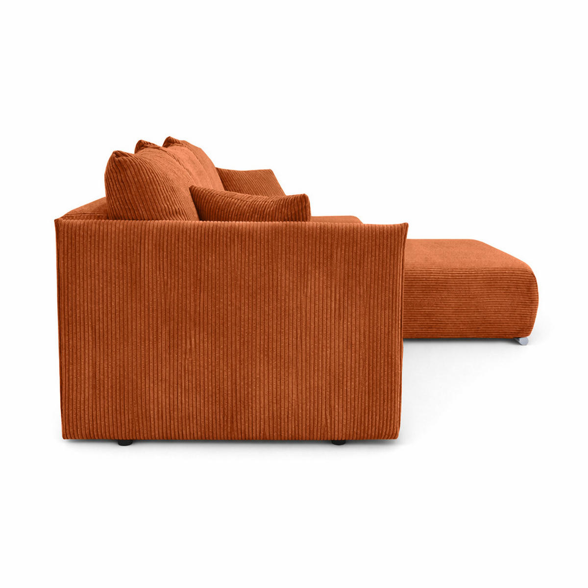 ECKSOFA L-Form Schlaffunktion Livorno Cord-Stoff Kupfer Rechts - Chromfarben/Schwarz, Holz/Kunststoff (246/188cm) - Kaiser Möbel
