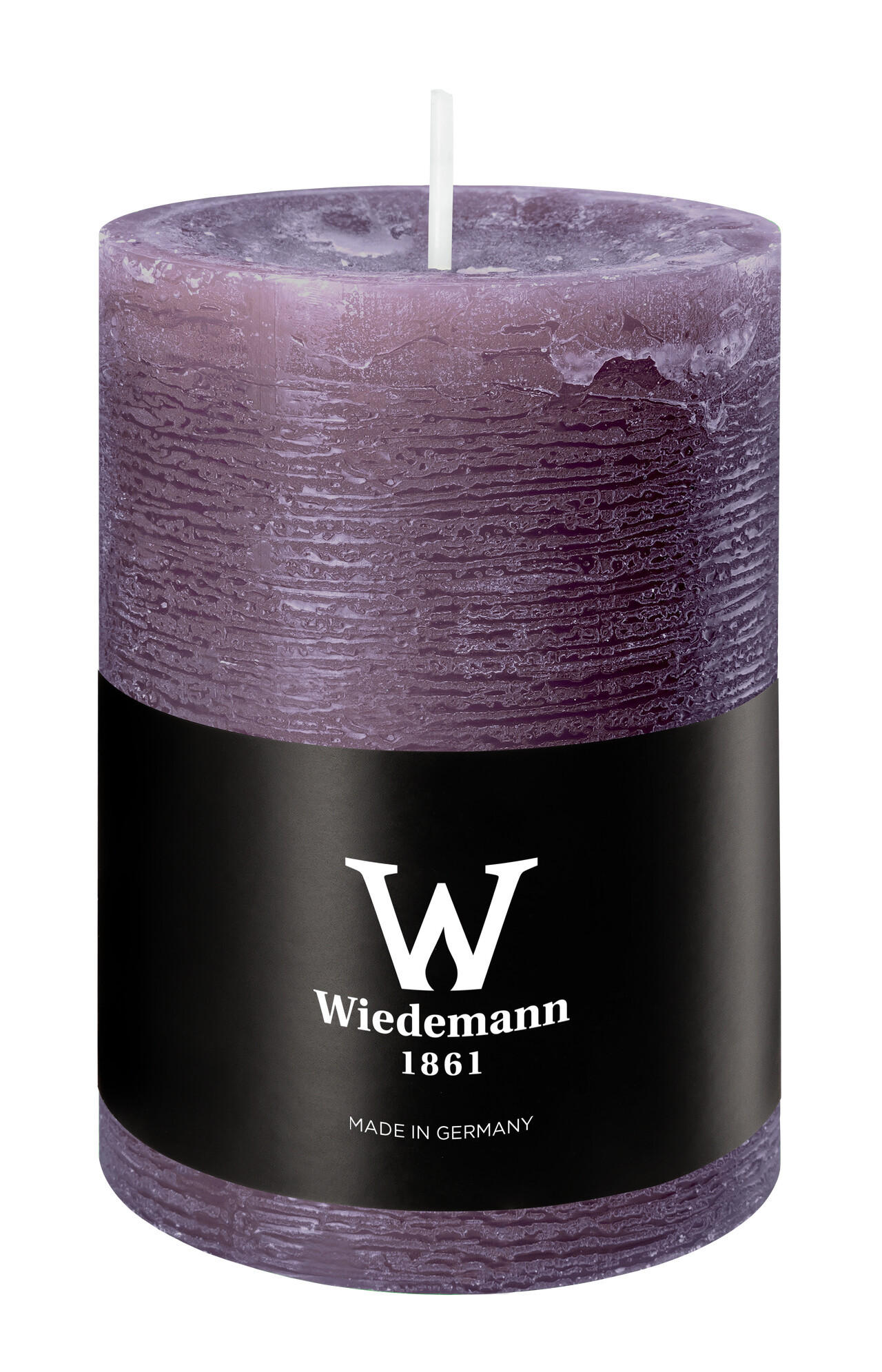 STUMPENKERZE Rustik Marble Style Mauve Lila 100 x Ø 68 mm, 1 Stück - Mauve, Paraffin (7/10cm) - Wiedemann Kerzen