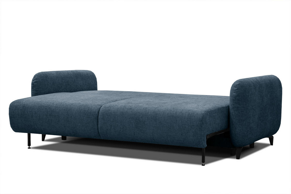 SOFA DRAKE 3-Sitzer mit Schlaffunktion, dunkelblau - Braun/Dunkelblau, Holz/Textil (232/90/107cm) - Courtois Laville
