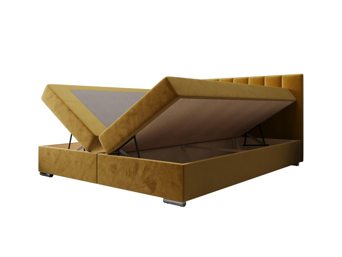 BOXBETT ZILANO 2 mit Matratze H3 und Topper 140x200 Itaka 33 - Orange, Holz/Textil (140/200cm) - Bedante