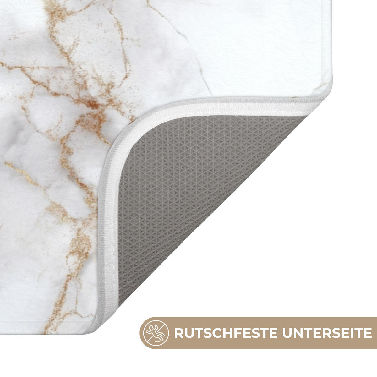 KÚPEĽŇOVÁ PREDLOŽKA Biela - zlatá - mramorová - sivá 80x50 cm - biela, textil/plast (80/50cm) - OnlyWow